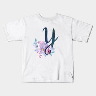 Floral Monogram Y Pretty Lilac Bouquet Kids T-Shirt